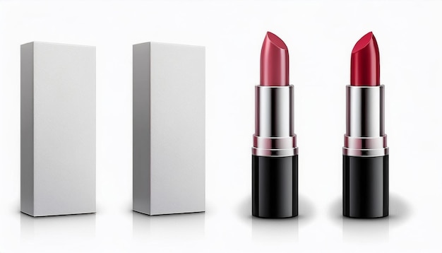 Photo red lipstick mockup with boxes