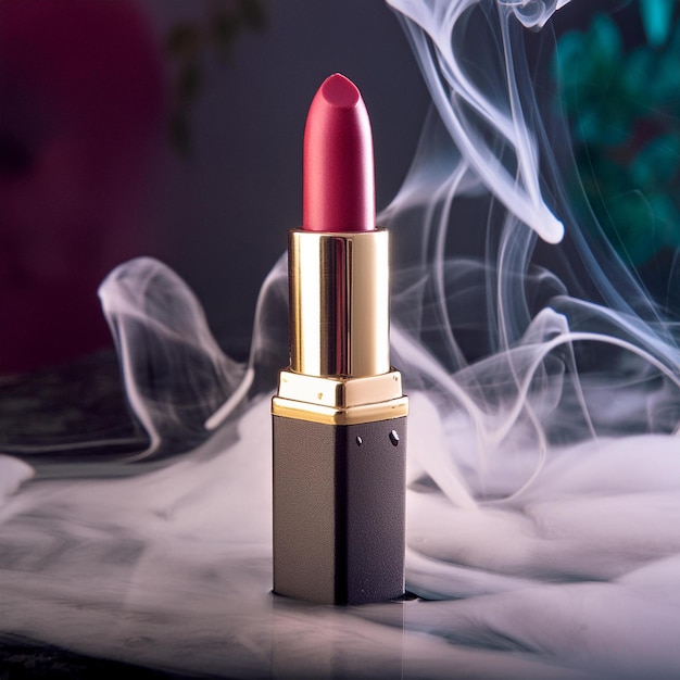 a red lipstick with smoke coming out of it