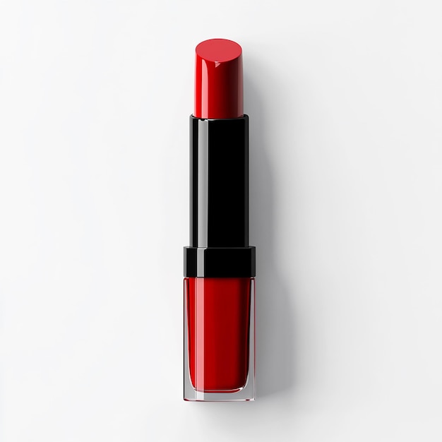 Red Liquid Lipstick Package Design on White Background