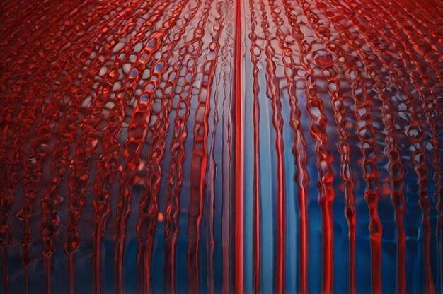 a red liquid with the red and blue background