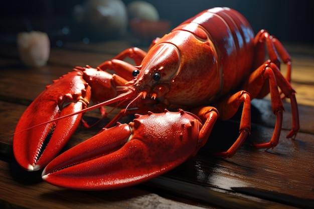 Red Lobster on Wooden Table