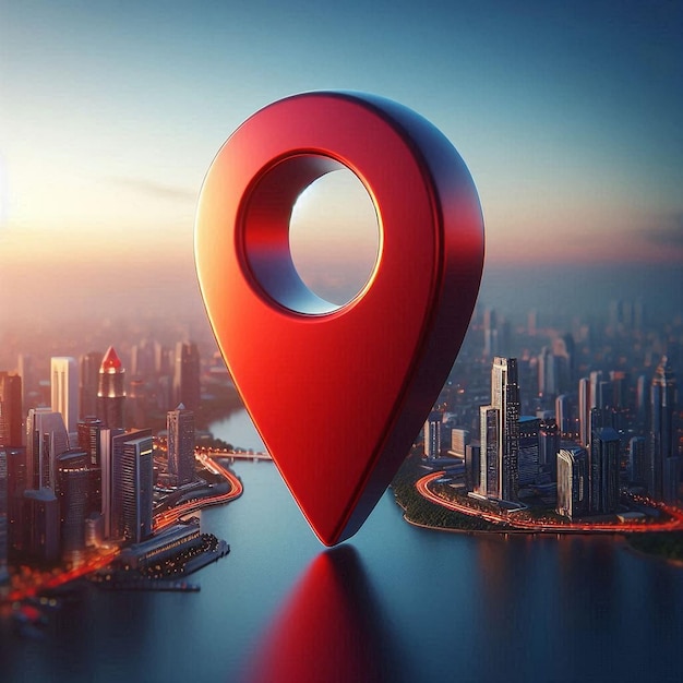 Red Location Pin Icon for Mapping Apps