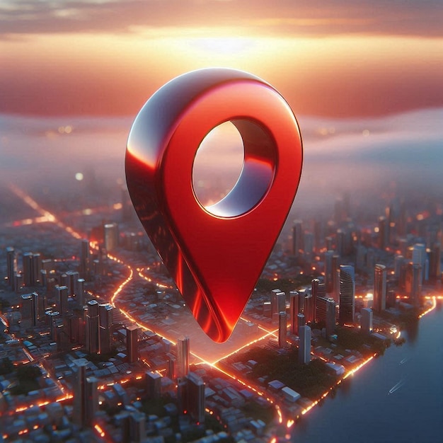 Red Location Pin Icon for Mapping Apps