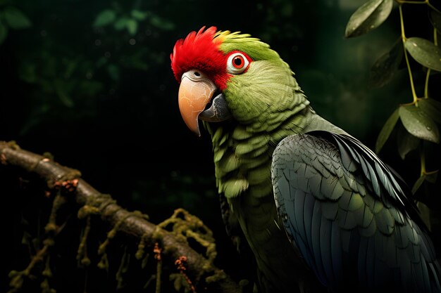 Red lored amazon in natural forest environment