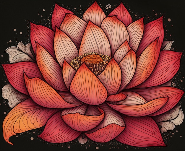 A red lotus flower with a black background.