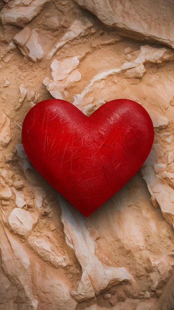 red love heart on a natural sandstone background wallpaper cards postcard