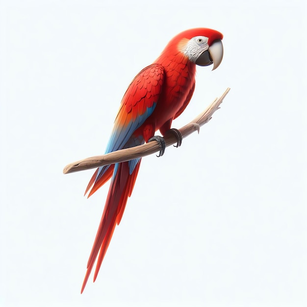 Red Macaw Parrot Perched on Branch