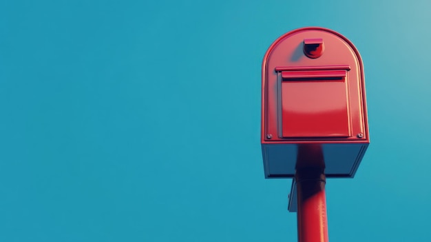 Red Mailbox Against Blue Sky