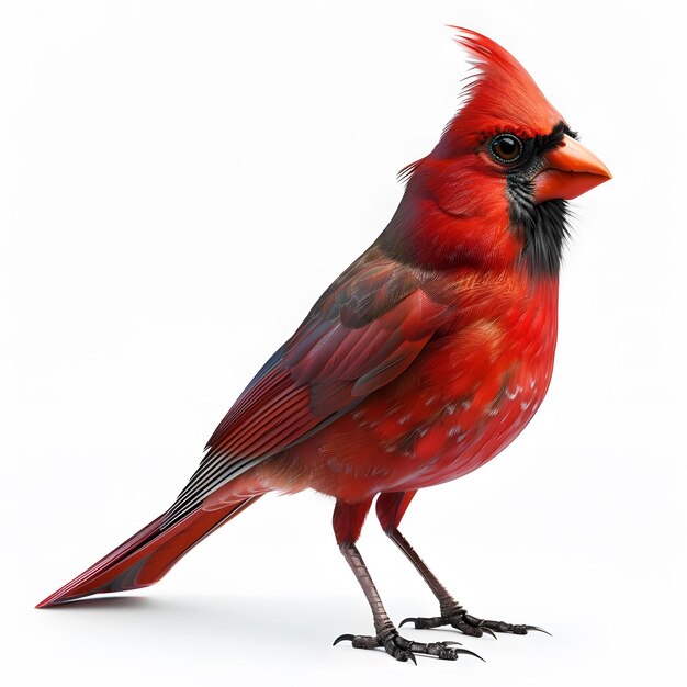 Red male northern cardinal bird standing on white ba 1719177137 2