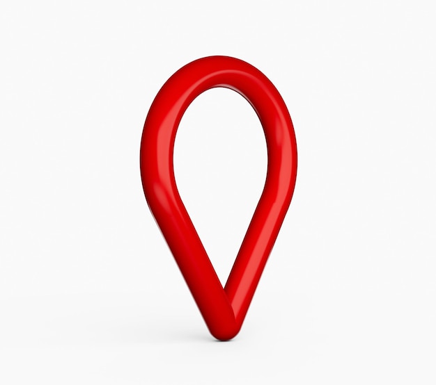 Red map pointer 3d pin Location symbol made with red round pipe 3D Illustration