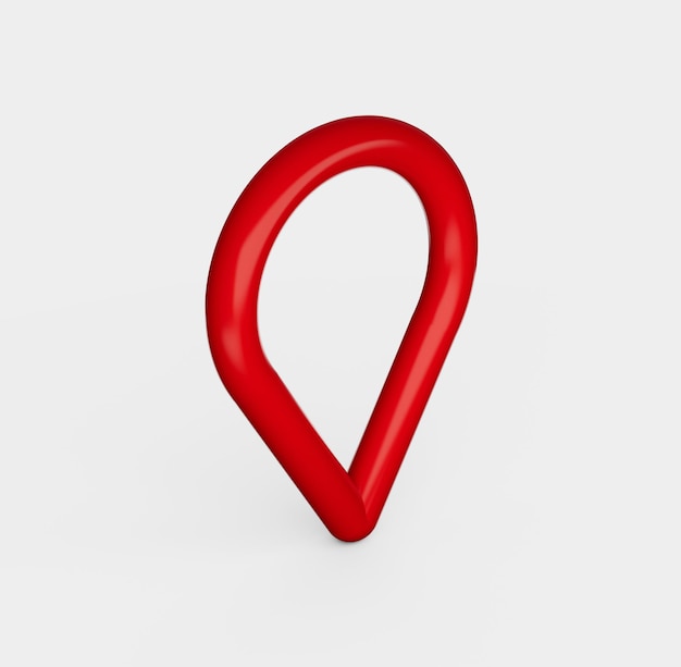 Red map pointer 3d pin Location symbol made with red round pipe 3D Illustration