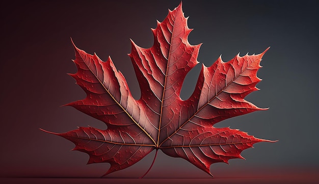 Red Maple leaf realistic illustration image Ai generated art