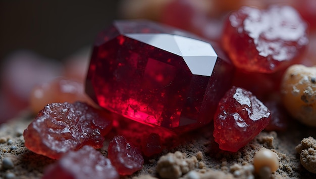 a red marble with a diamond on it