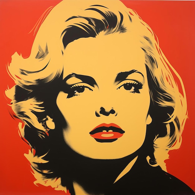 Red Marilyn Monroe A Bold Silkscreen Portrait In The Style Of Andy Warhol