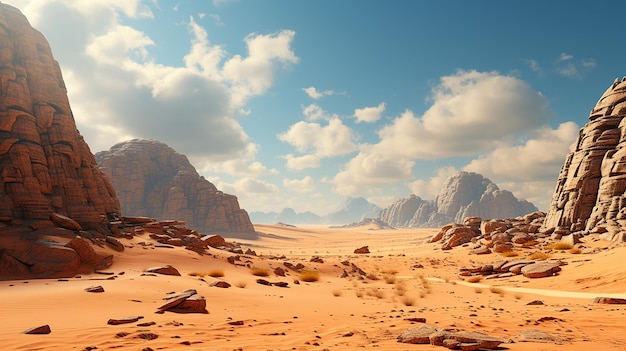 Red Mars like landscape in Wadi Rum desert Jordan this location was used as set for many science