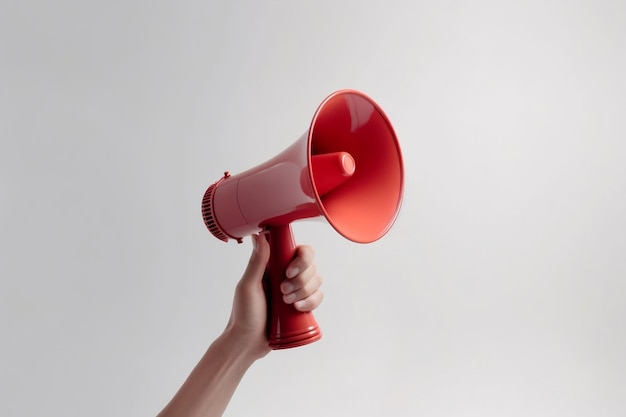 Red Megaphone Held by Hand on Transparent Background AI