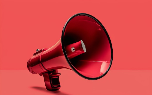 Red megaphone on red background 3d render illustration