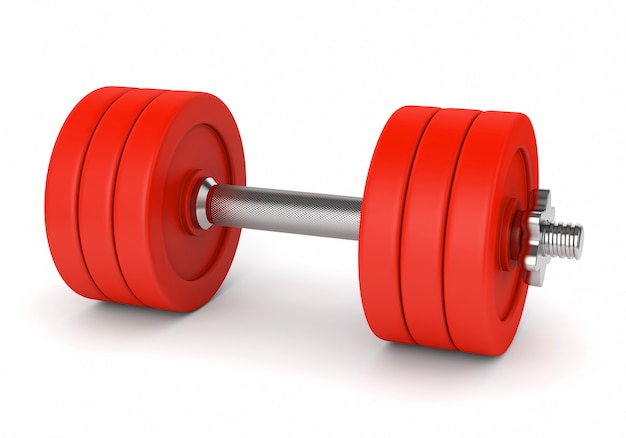 Red metal dumbells