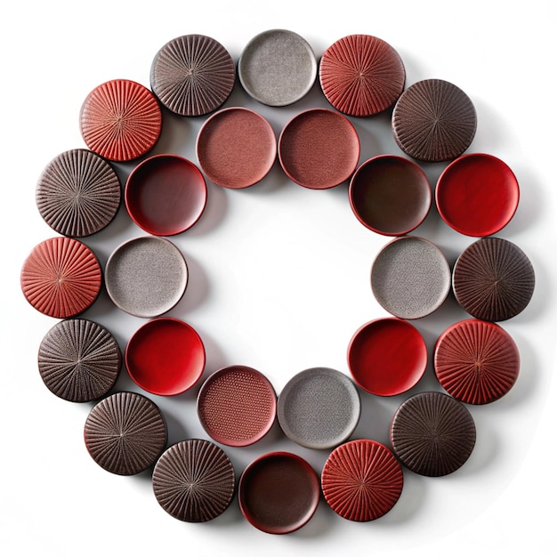 Photo red and metal geometric circle compositions