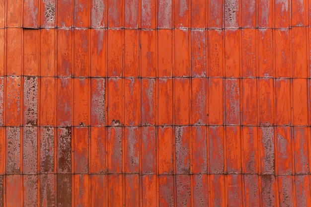 Red metal texture with rust, Red metal sheet for industrial building and construction.