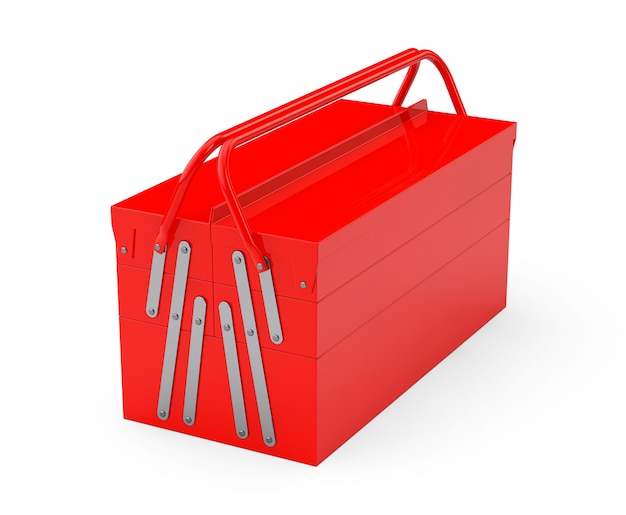 Red Metal Toolbox on a white background