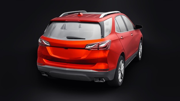 Red midsize city SUV for a family on a black background 3d rendering