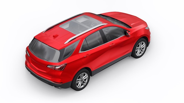 Red midsize city SUV for a family on a white background 3d rendering