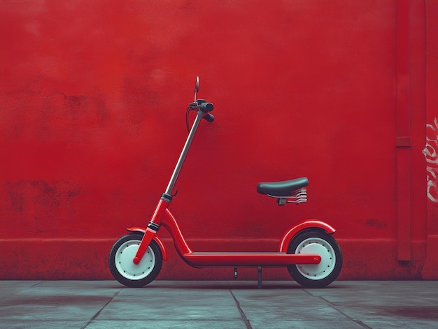 Photo red mini bike against red wall