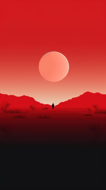 Red Minimalist Landscape Illustration in Stunning HD Unveiling the Best Quality Artwork