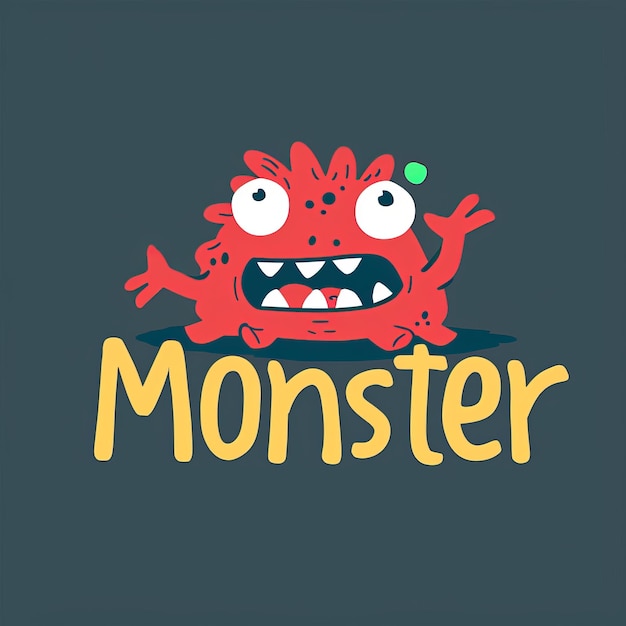 Photo a red monster with yellow letters that say monster