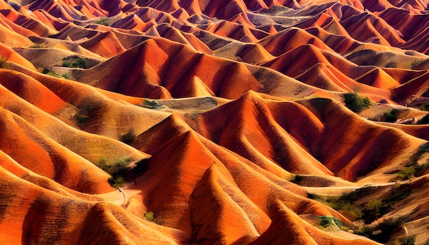 red mountains in desert hilly, full of sand. abstract background