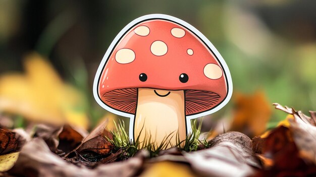 a red mushroom with a brown face and a brown spot on it