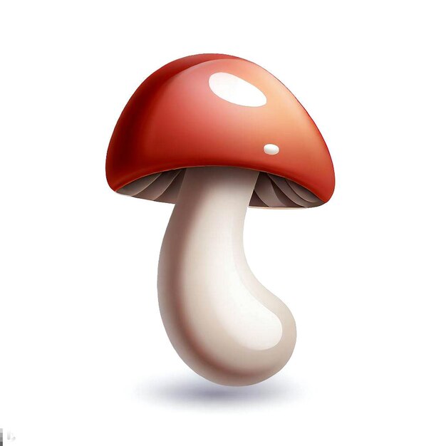 a red mushroom with a white button on it