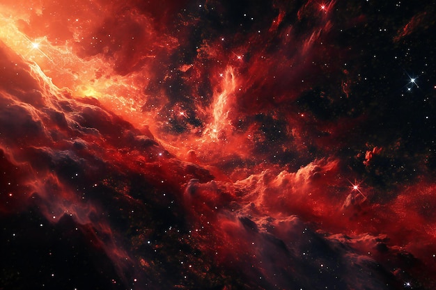 Red nebula in deep space