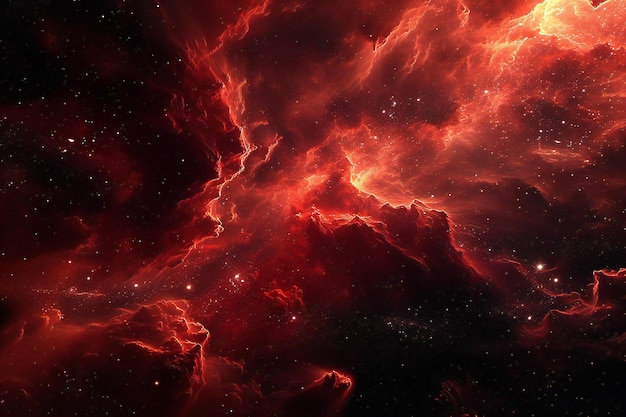 Red nebula in space