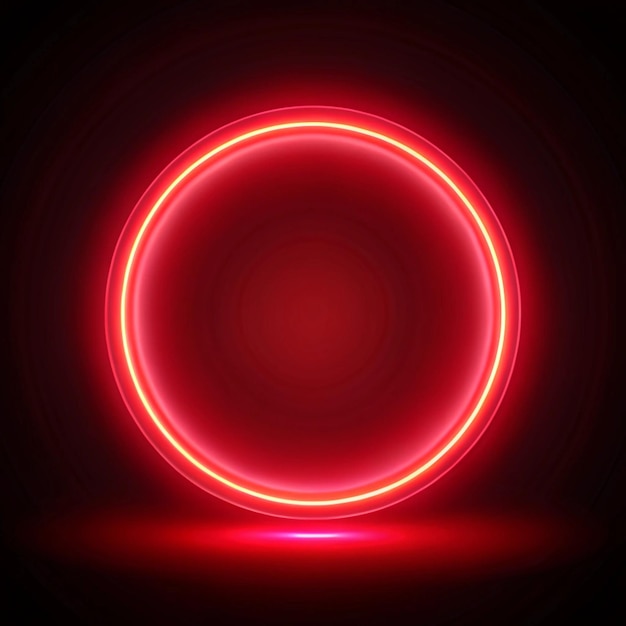 Photo red neon light circle blur red neon