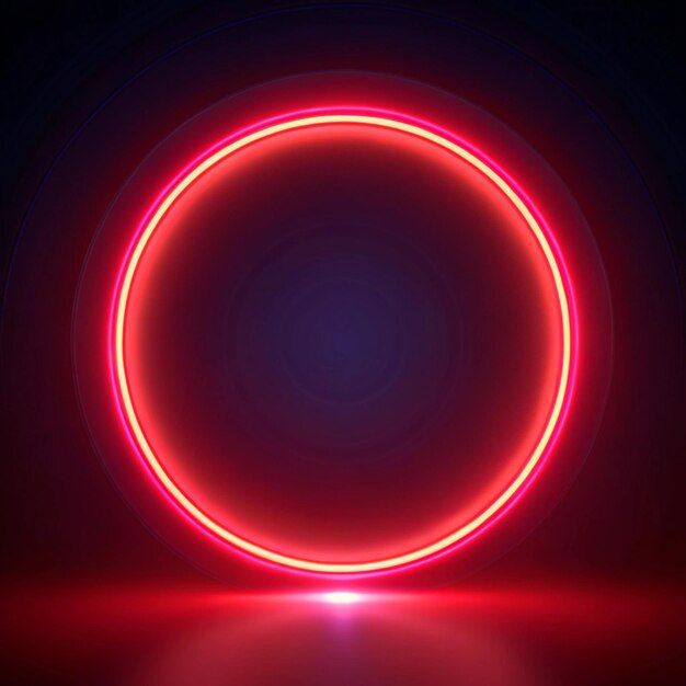 Photo red neon light circle blur red neon