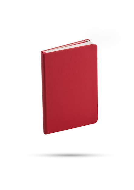 red notebook on isolated white background