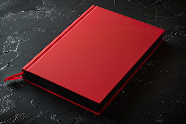 Photo a red notebook with a red cover and a red notebook on a black background