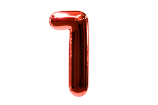 Red number 1 made of realistic helium balloon, Premium 3d illustration.