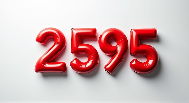 red numbers in the shape of a number on a white background