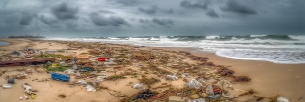 A red object on the beach