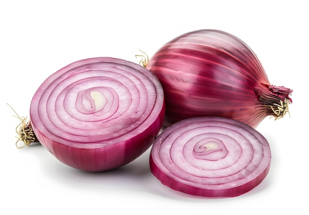 Red onion isolated on white background Clipping Path Full depth of field