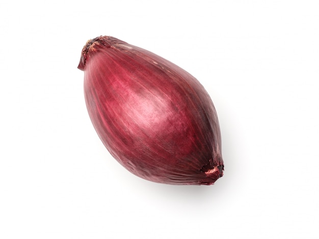 Red onion isolated on white background. Top view