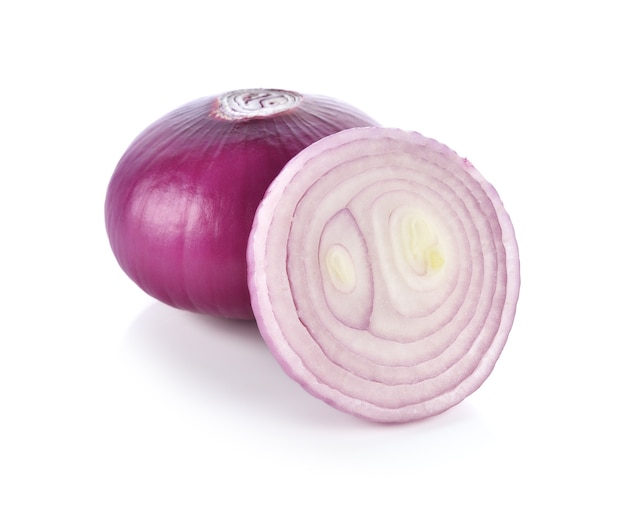 Red onion and isolated on white