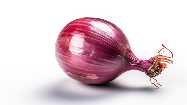 A red onion on a white background