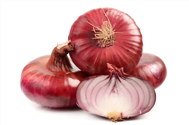 Red onion on a white