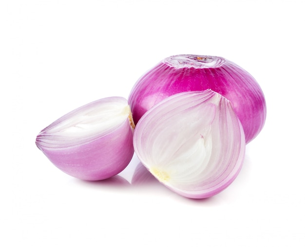 Red onions isolated on white