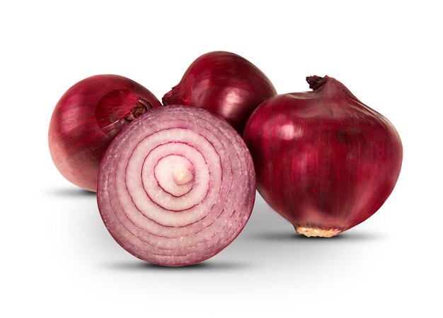 Red onions in a white isolated. Onions.