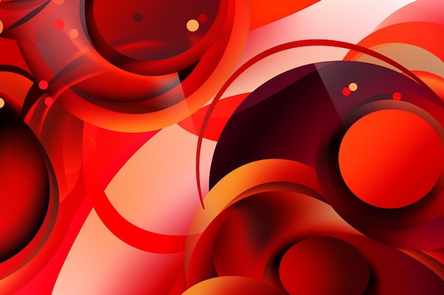 A red and orange background with circles